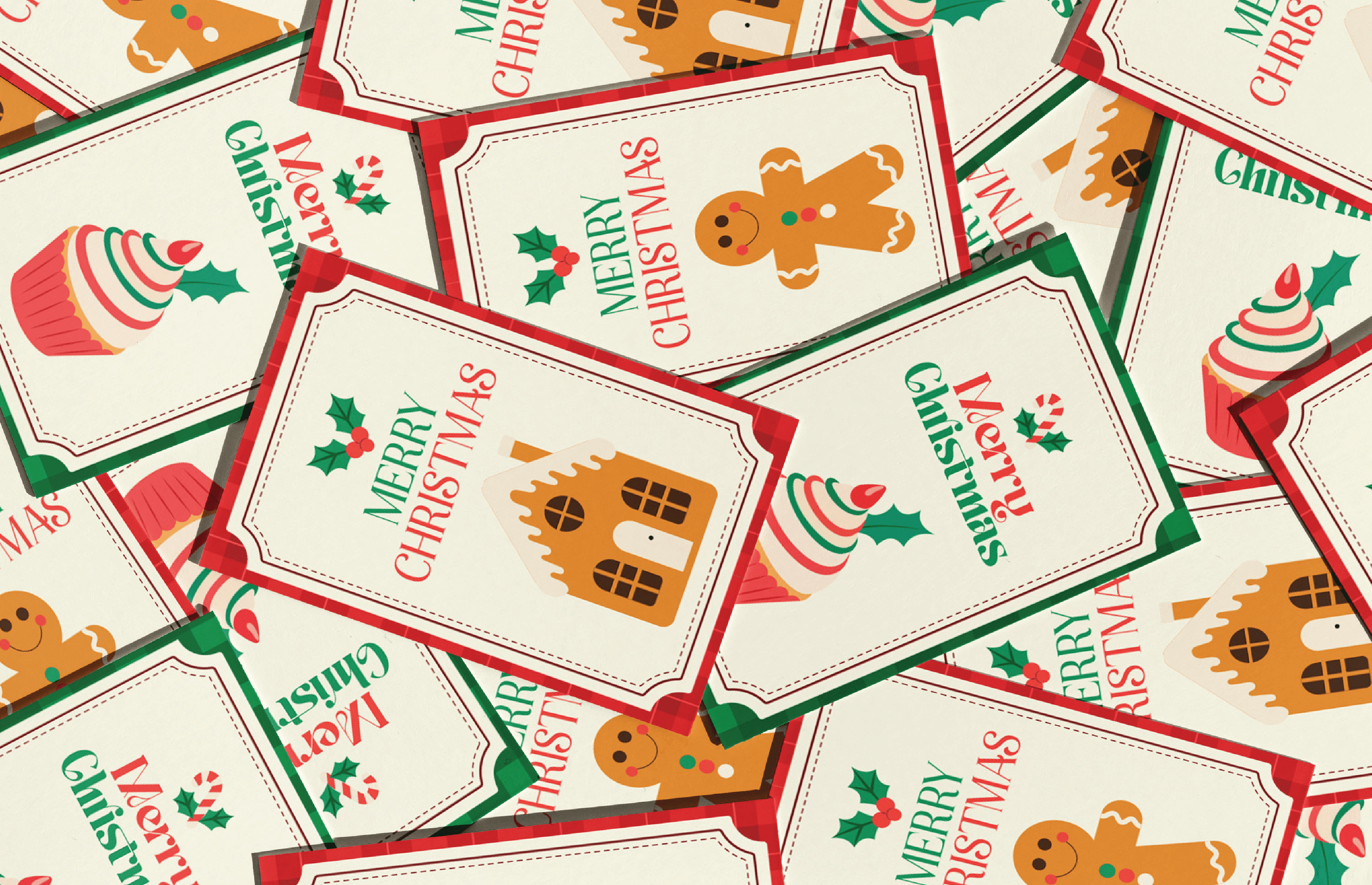 Vintage Christmas Greeting Card Set Festive Holiday Card Designs